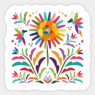 Mexican Otomi Floral Composition by Akbaly Sticker